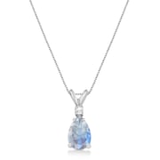 Pear Moonstone & Diamond Solitaire Pendant Necklace 14k White Gold (0.75ct)