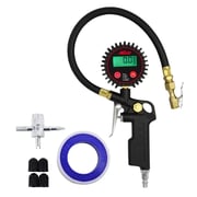 Digital Tire Inflator Car Accessories w/Accurate Air Tire Pressure Gauge, 14” Rubber Air Hose – 250 PSI, Brass Lock-On Clip Air Chuck and Compressor Accessories