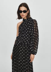 Asymmetric polka dot blouse - Women | MANGO OUTLET USA