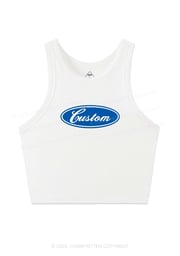 Oval Custom Text Y2K Crop Tank Top Cherrykitten