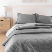 3 Piece Codora Reversible Blanket Set Graphite/ Light Gray | Graphite/ Light Gray