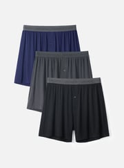 3 Packs Breathable Bamboo Rayon Fiber Boxer With Button Fly