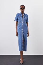 Denim Maxi Shirt Dress | Karen Millen