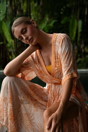 Long Dress Adha - Orange Frangipani