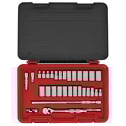 3/8 in Drive Socket Set Metric, SAE 32 Pieces 1/4 in to 7/8 in, 8 mm to 20 mm , Chrome