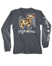 SUNFLOWER FILL PUP, DARK HEATHER ADULT LS