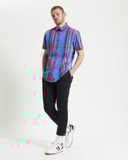 LARGE MADRAS CHECK in Kingfisher
