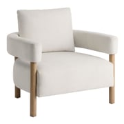 Coralie Ivory and Exposed Wood Curved Back Upholstered Chair - World Market