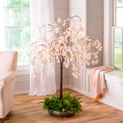 Small Lighted Faux Weeping Cherry Tree, 4'H
