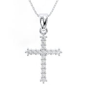 Classic 1/4ct Natural Diamond Cross Pendant in 10k White Gold