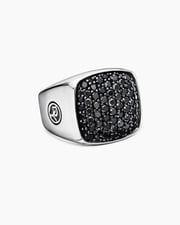 Streamline® Signet Ring in Sterling Silver with Black Diamonds, 18.6mm