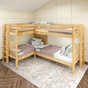 Twin XL High Corner Bunk with Straight Ladders on Ends
