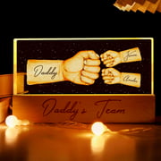 Father's Day Gifts Custom Acrylic LED Night Light Personalized Daddy's Team Fist Bump For Dad