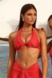 Serina Ruffled Underwire Top / Red Hot Gloss