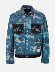 Allover Camouflage-Pattern Reversible Denim Jacket