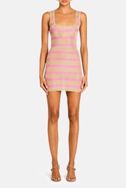 Benni Metallic Knit Mini Dress Gold/Bubblegum
