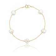 Gold Five Baroque Pearl Bracelet