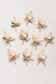 Boutonnieres for Guests in White & Beige