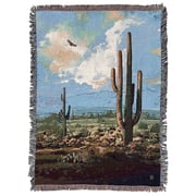 Woven Throw Blanket: (Vertical) Saguaro National Park