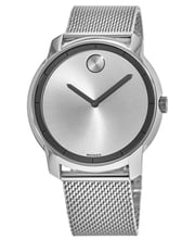 Movado Bold Silver Sunray Mesh Bracelet 44mm Men's Watch 3600260