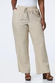  Cato Fashions | Cato Plus Petite Solid Linen Beach Pants