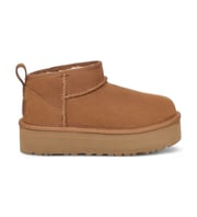 Klassische Ultra Mini Plateau Lederstiefeletten braun