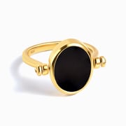 Black Obsidian Mother of Pearl Fidget Ring - Spinning Enfolded