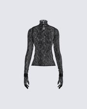 Shia Black Lace Top & Gloves