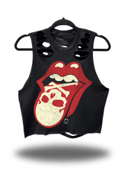 BAD TASTE - ROAD RASH BACK CUT BLACK CROP TANK