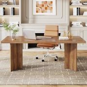63" Wood Executive Desk, Farmhouse Computer Desk with Large Tabletop