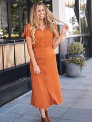 Slim Fit Button Detail Dress