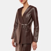Brown Josie Wrap Leather Blazer