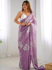 Anouk Floral Embroidered Sequinned Organza Saree