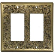 Maidenhaire Fern Antique Brass Double Rocker Switchplate