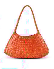 Rosanna Orange Woven Leather Shoulder Bag