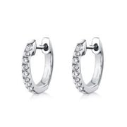 Half Stone Round Cut Hoop Earrings For Women  