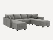 HONBAY 8-Piece Polyester Modular Sectional Sofa With Storage Seat
