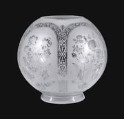 8" Five-Scene Floral Etched Gas Shade, 4 inch fitter (08595)