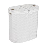 Handwoven Lidded Oval Double Laundry Hamper