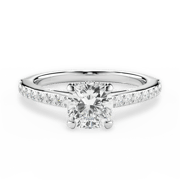 The Suri Cushion Cut 14kt White Gold Hidden Halo Diamond Engagement Ring