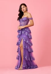 Long Sequin Sheer Corset Prom Dress