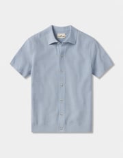 Waffle Stitch Button Up in Clear Sky