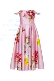 Tea-length pastel pink floral dress, Glow-Up