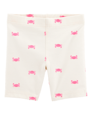 Baby Girl Crab Print Bike Shorts - Ivory