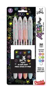 Milky Pop Pastel Gel Pen, 0.8mm, Assorted Ink, 4-Pk