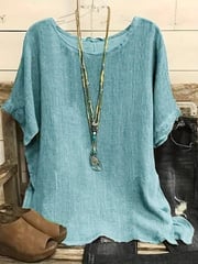 Women Plain Short Sleeve Tee T-shirt Crew Neck Printing Casual Summer Graphic Tee Top