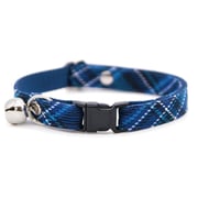 Cat Collar - "Echo Peak" - Rugged Dark Blue Plaid Cat Collar / Fall, Winter, Boy Cat, Male, Masculine / Breakaway Buckle or Non-Breakaway / Cat, Kitten + Small Dog Sizes