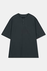 Pullover Henry Neck Short Sleeve Shirt