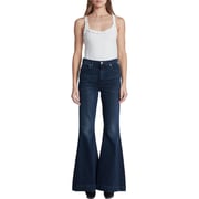 7 For All Mankind Womens Megaflare Faded Denim Flared Jeans