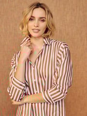 Brown/White Stripe Alexis Shirt | Women's Tops | J.McLaughlin